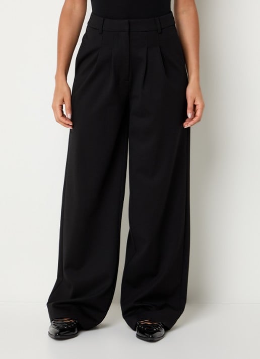 Modström Dorit high waist wide fit pantalon met steekzakken