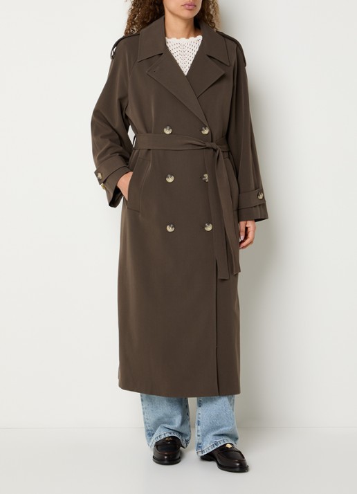 Modström EvieMD trenchcoat met steekzakken en ceintuur - detail 3 naturel