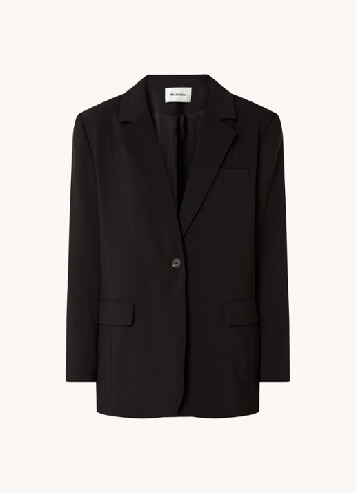 Modström Gale blazer met klepzakken - voorkant zwart