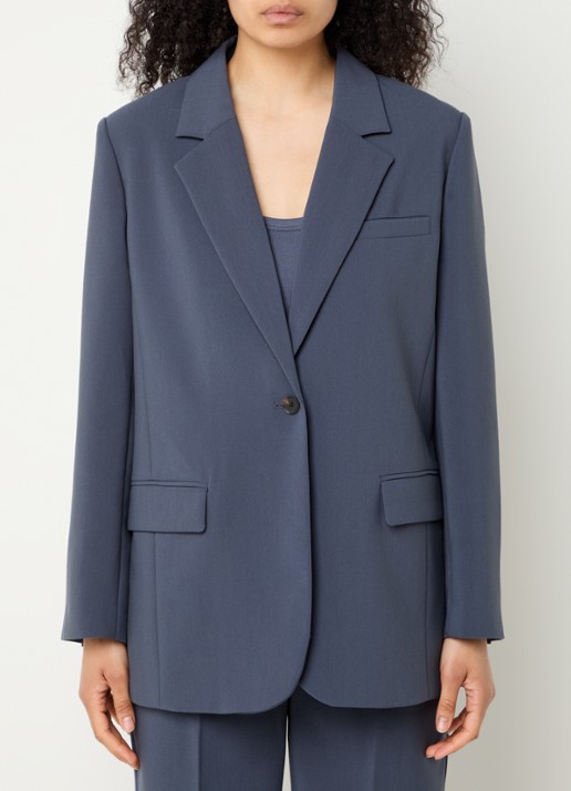 Modström Gale blazer met klepzakken - detail 3 staalblauw