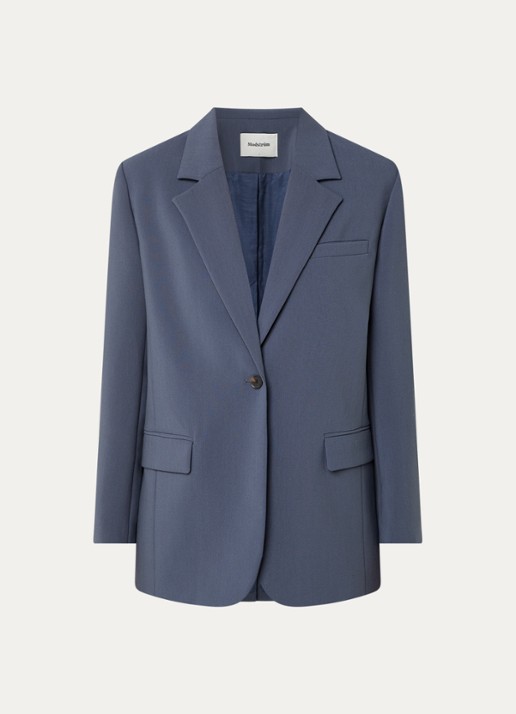 Modström Gale blazer met klepzakken - voorkant staalblauw