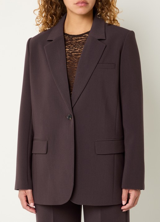 Modström Gale blazer met klepzakken - detail 2 donkerbruin