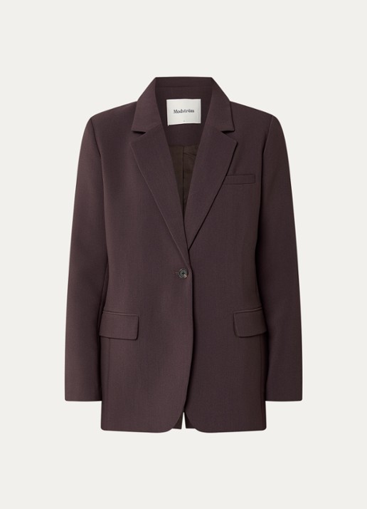 Modström Gale blazer met klepzakken - voorkant 3 donkerbruin