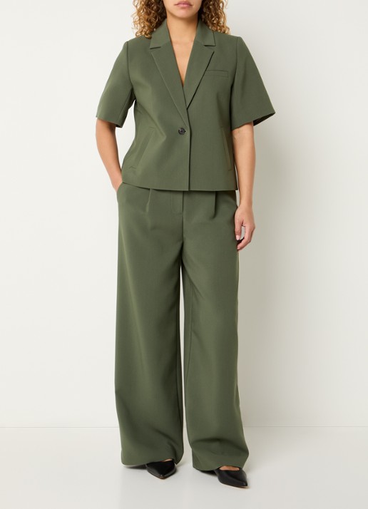Modström Gale blazer met schoudervulling - voorkant 4 olijfgroen