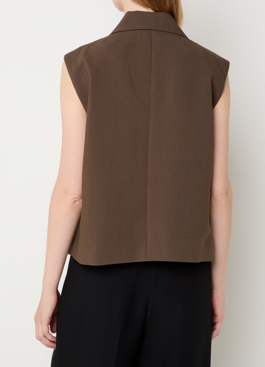 Modström Gale double-breasted gilet  - achterkant 3 lichtbruin