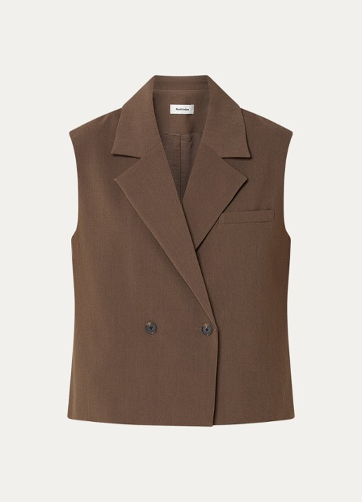 Modström Gale double-breasted gilet  - voorkant lichtbruin