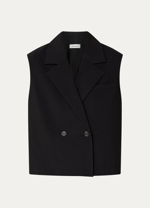 Modström Gale double-breasted gilet  - voorkant zwart