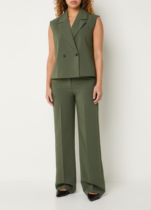 Modström Gale double-breasted gilet  - voorkant 3 olijfgroen