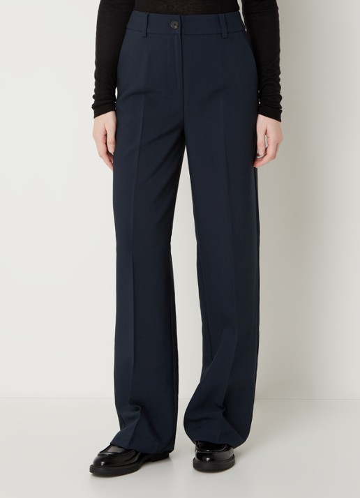 Modström Gale high waist straight fit pantalon met steekzakken en persplooi