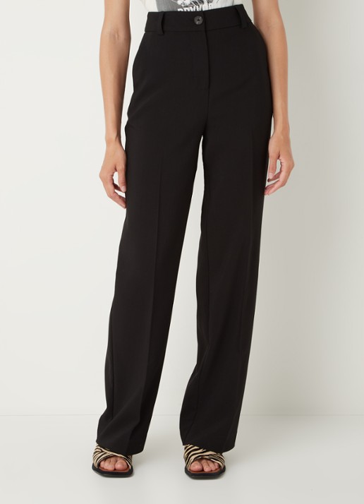 Modström Gale high waist straight fit pantalon met steekzakken en persplooi