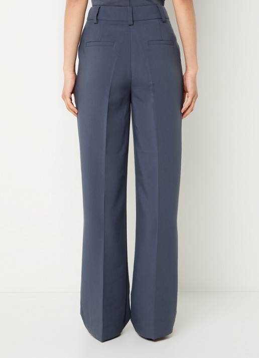Modström Gale high waist straight fit pantalon met steekzakken en persplooi - achterkant 4 staalblauw