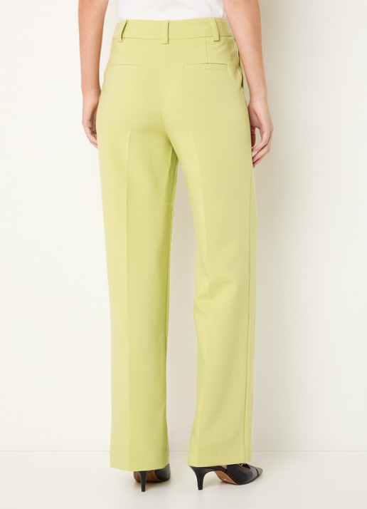Modström Gale high waist straight fit pantalon met steekzakken en persplooi - achterkant 4 lime