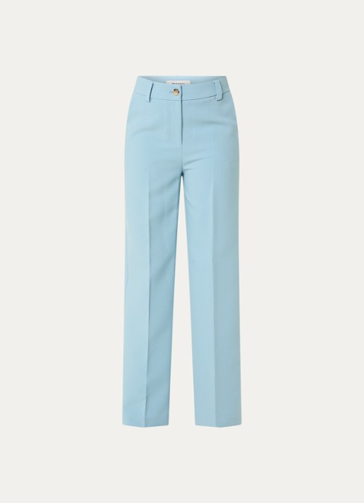 Modström Gale high waist straight fit pantalon met steekzakken en persplooi - voorkant 2 blauw