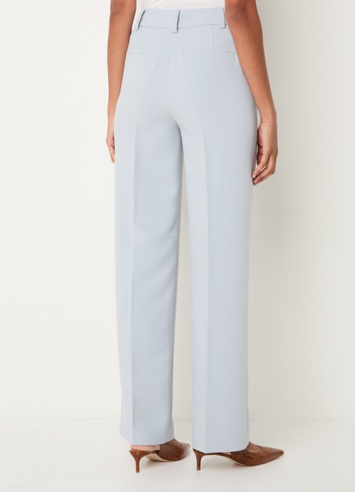 Modström Gale high waist straight fit pantalon met steekzakken en persplooi - achterkant 4 lichtblauw