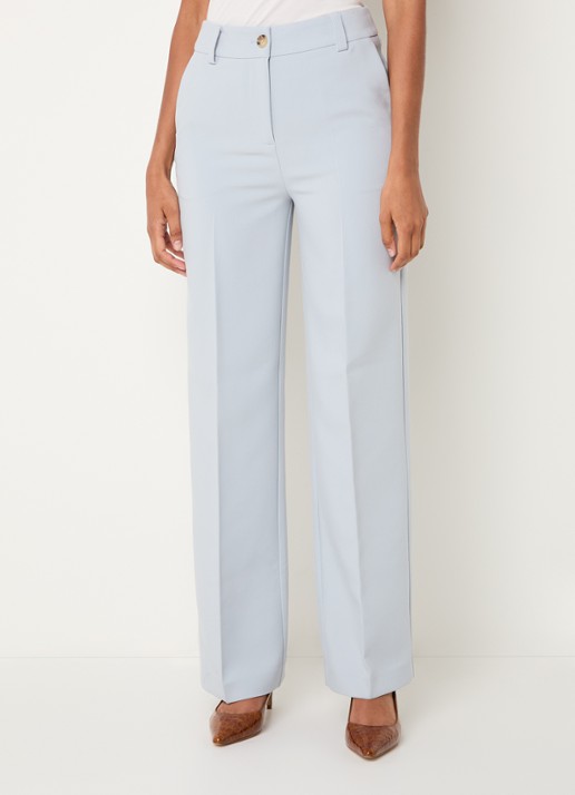 Modström Gale high waist straight fit pantalon met steekzakken en persplooi