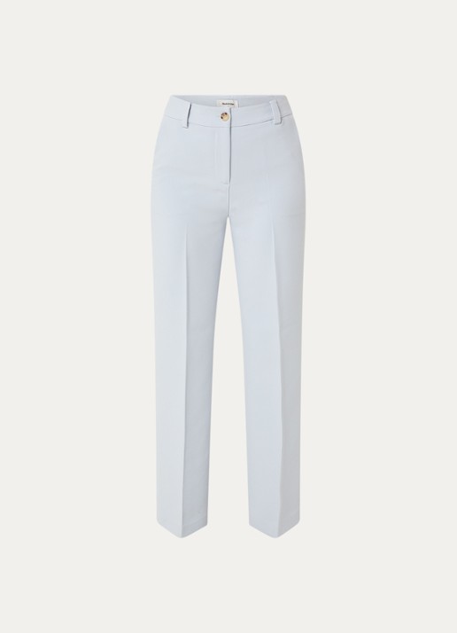 Modström Gale high waist straight fit pantalon met steekzakken en persplooi - voorkant lichtblauw