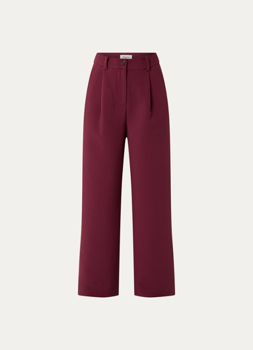 Modström Gale high waist straight fit pantalon met steekzakken en persplooi - voorkant 2 donkerrood