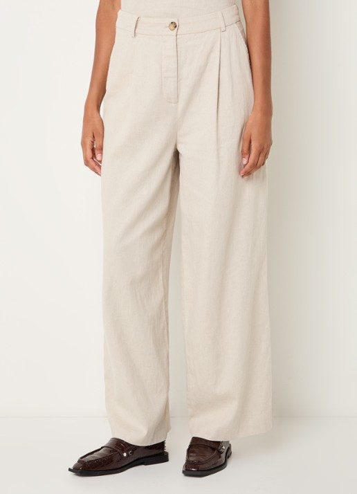 Modström Gale mid waist loose fit pantalon in linnenblend
