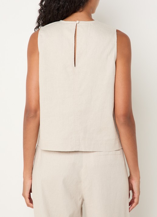 Modström Gale top in linnenblend met keyhole - achterkant 2 beige