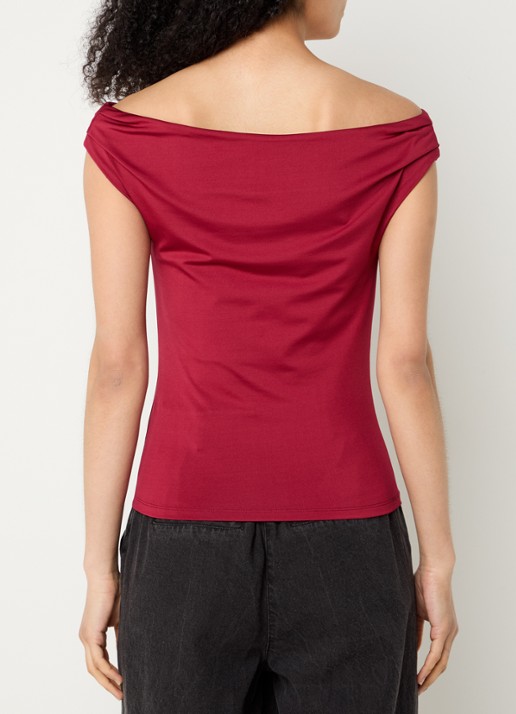 Modström Hima off shoulder top - achterkant 4 donkerrood