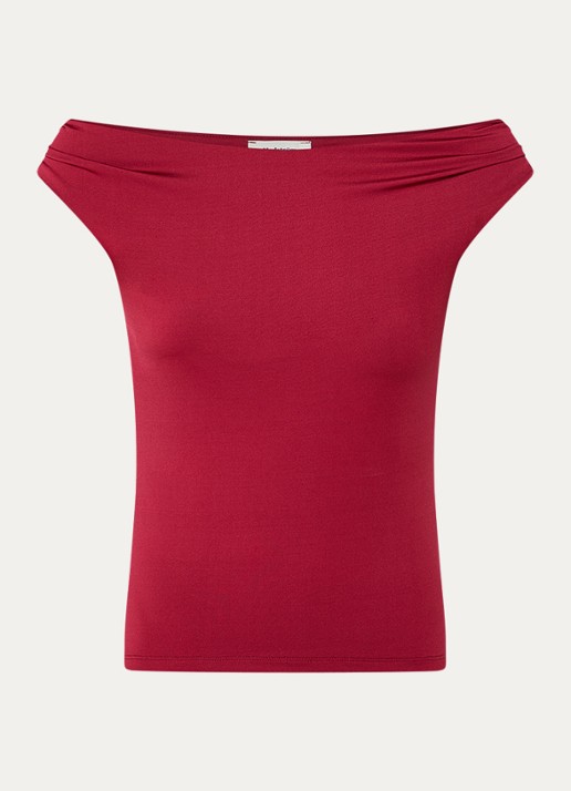 Modström Hima off shoulder top - voorkant 2 donkerrood