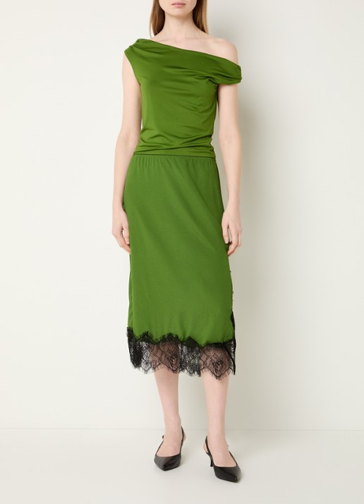Modström Hima off shoulder top - voorkant 2 groen