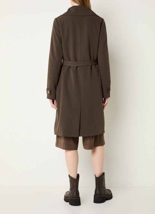 Modström Hiro trenchcoat met dubbele knopenrij en strikceintuur - achterkant 3 bronsgroen