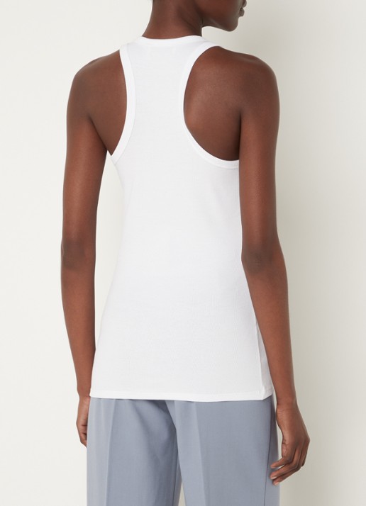 Modström Igor ribgebreide tanktop met stretch - achterkant 3 wit
