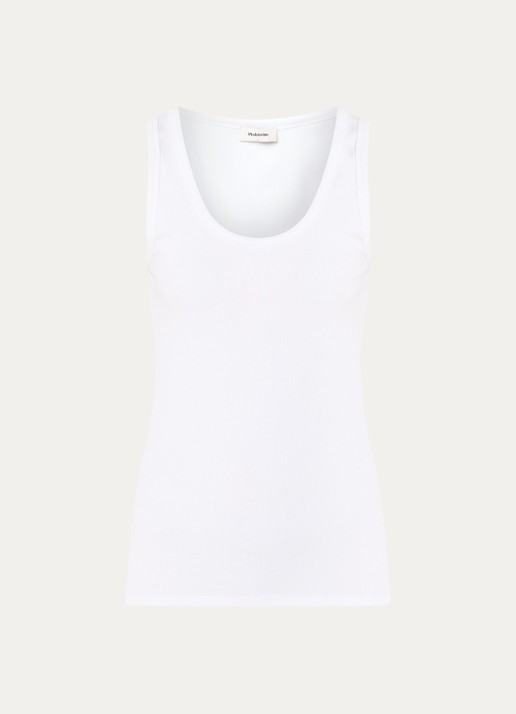 Modström Igor tanktop met ribstructuur - voorkant wit