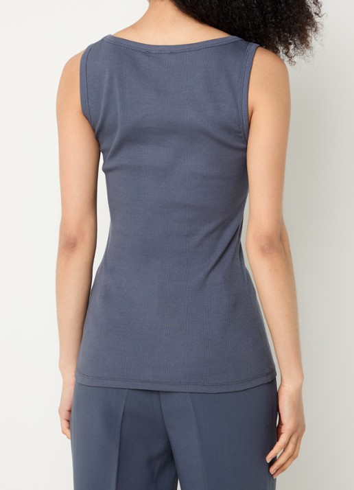 Modström Igor tanktop met ribstructuur - achterkant staalblauw