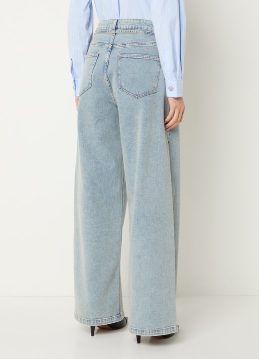 Modström Isolde high waist loose fit jeans met strikceintuur - achterkant 3 indigo