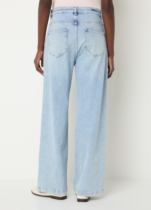 Modström Isolde high waist straight leg jeans met strikceintuur - achterkant 3 indigo