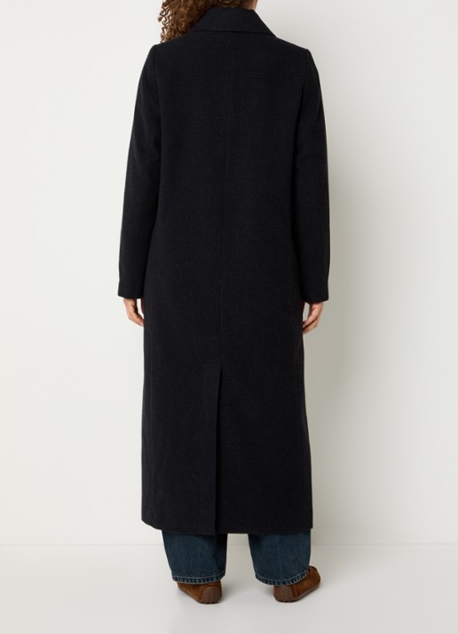 Modström Juniper mantel in wolblend met klepzakken - achterkant 2 zwart