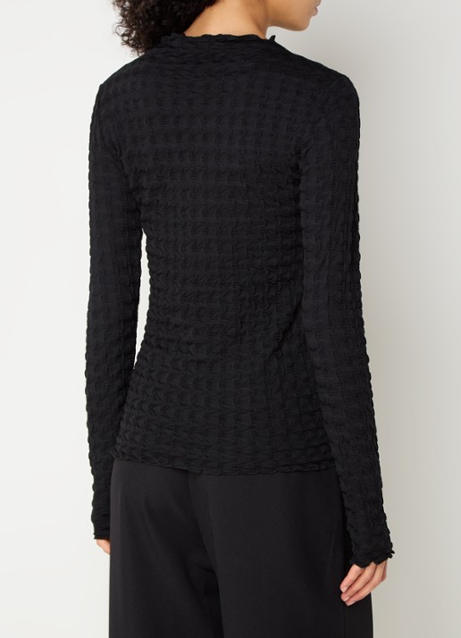 Modström Kimora longsleeve met structuur  - achterkant zwart