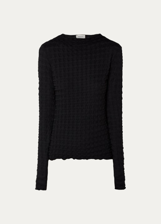 Modström Kimora longsleeve met structuur  - voorkant 2 zwart