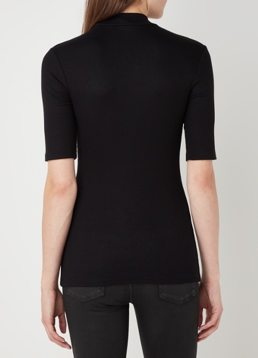 Modström Krown T-shirt met ribstructuur - achterkant 3 zwart