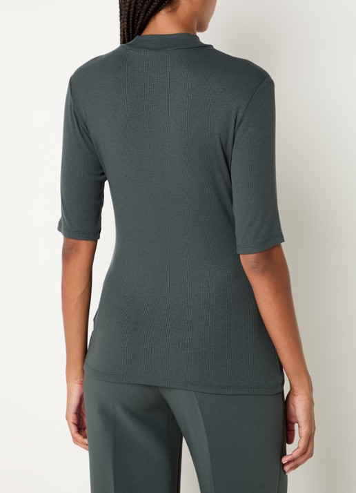 Modström Krown T-shirt met ribstructuur - achterkant 4 groen