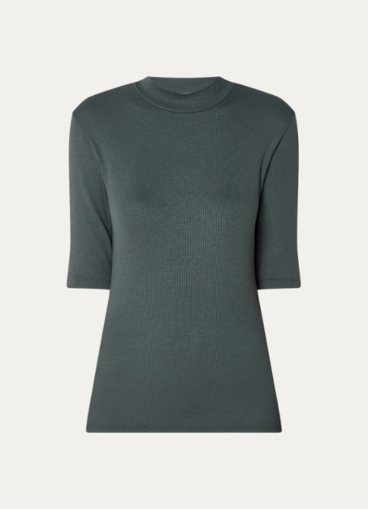 Modström Krown T-shirt met ribstructuur - voorkant 2 groen