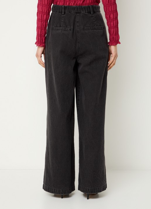 Modström Minni high waist wide leg jeans met gekleurde wassing - achterkant antraciet