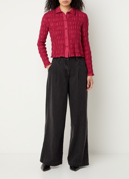 Modström Minni high waist wide leg jeans met gekleurde wassing - voorkant 3 antraciet