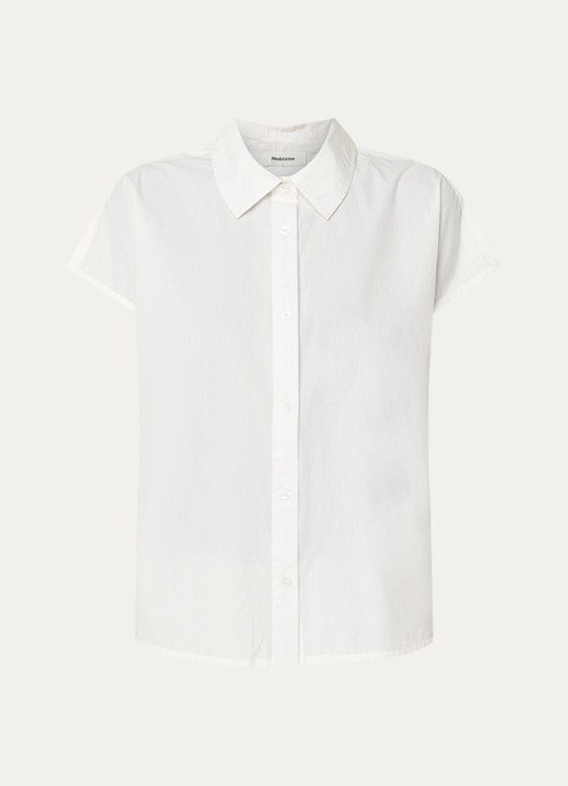 Modström Nanika blouse met plooidetail - voorkant gebroken wit