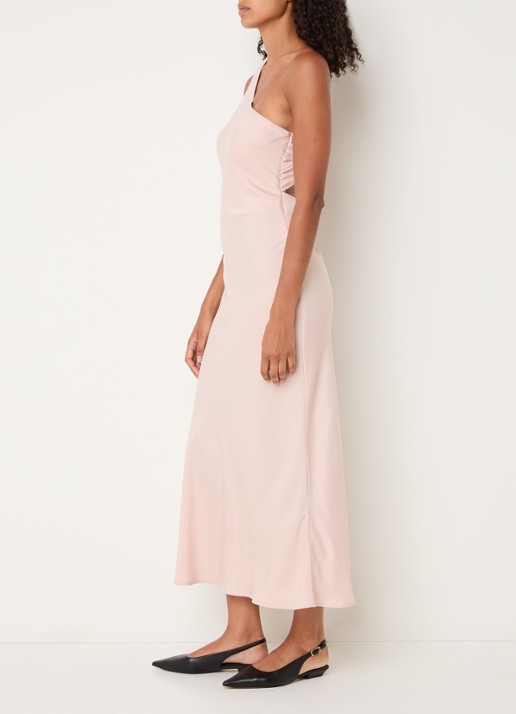 Modström Narcissa one shoulder midi jurk van satijn - achterkant 3 oudroze