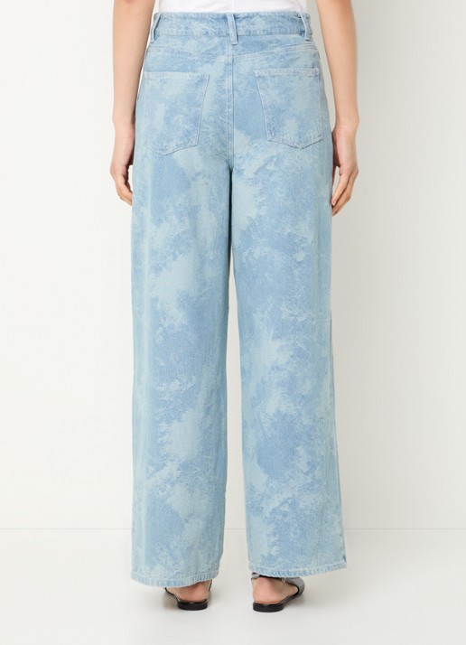 Modström Newland high waist wide leg jeans met jacquard dessin - achterkant 4 indigo