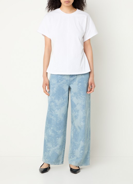 Modström Newland high waist wide leg jeans met jacquard dessin - voorkant 2 indigo