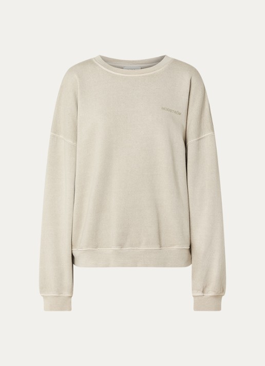 Modström Niarn sweater van  katoen met logo - voorkant 3 lichtgrijs