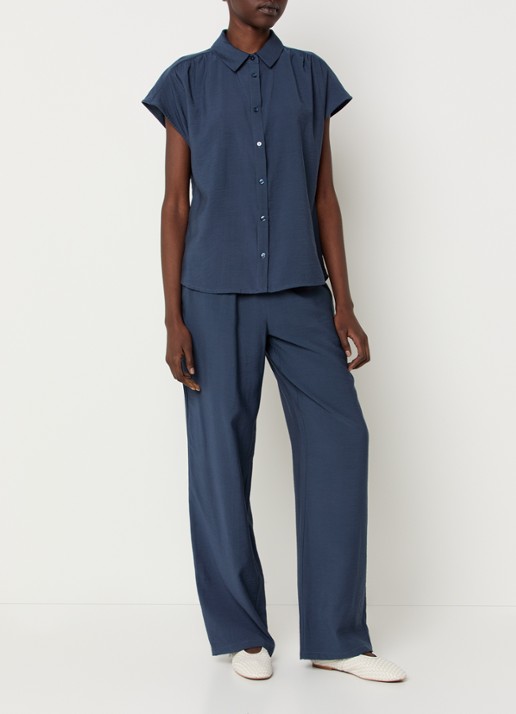 Modström Nicki blouse met plooidetail - voorkant 3 indigo