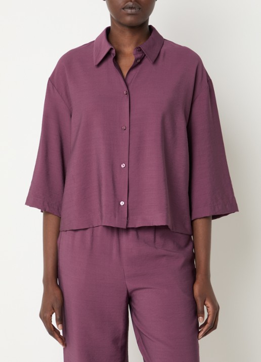 Modström Nicki blouse met plooien - detail aubergine