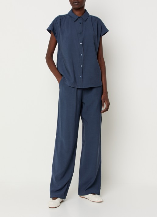 Modström Nicki high waist wide fit broek met steekzakken - voorkant 4 indigo