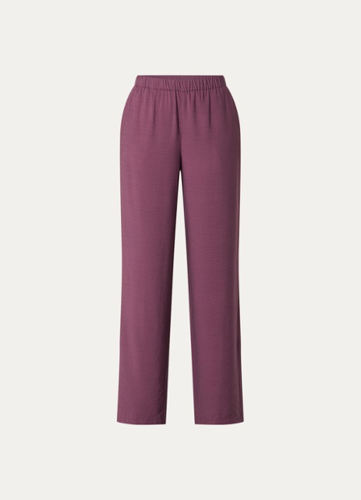 Modström Nicki high waist wide fit broek met steekzakken - voorkant 3 aubergine