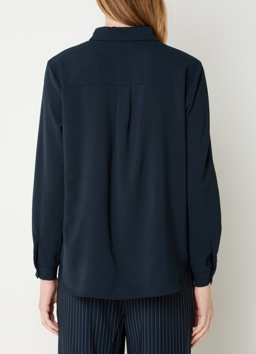Modström Ossa blouse met kraag - achterkant donkerblauw